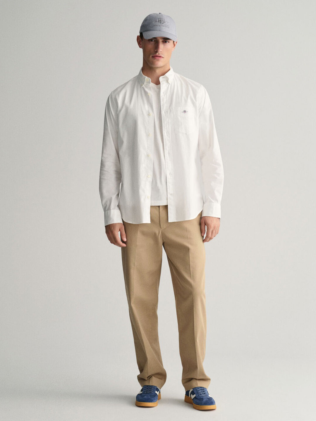 Gant Men White Solid Button Down Collar Full Sleeves Shirt