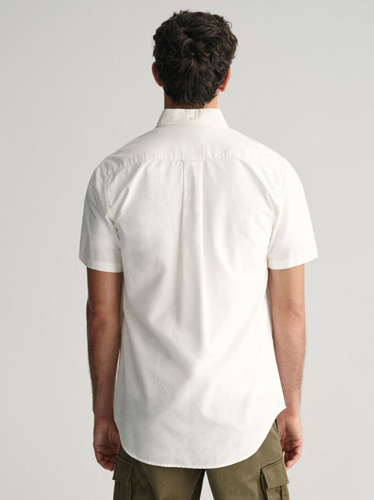 Gant Men White Solid Button-down Collar Long Sleeves Shirt