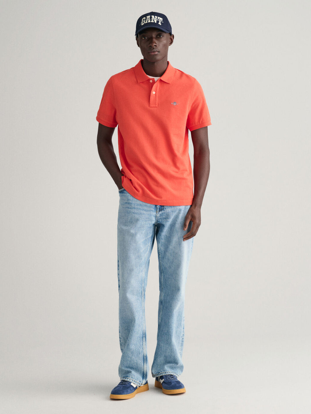 Gant Men Coral Solid Polo Collar Short Sleeves TShirt