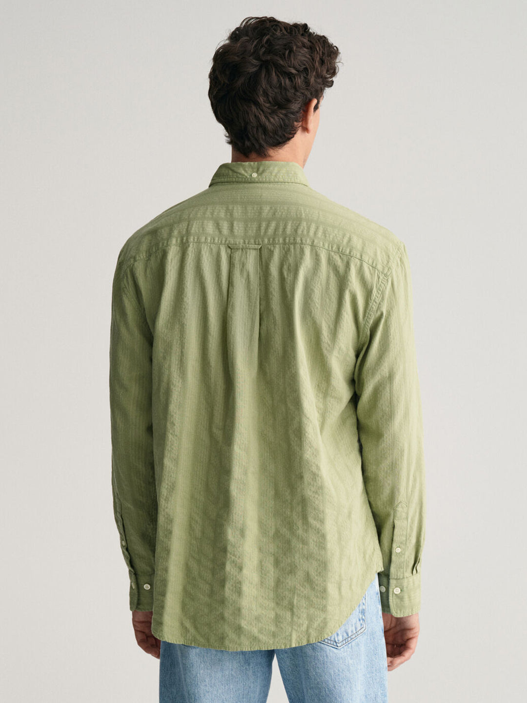 Gant Men Green Striped Button Down Collar Full Sleeves Shirt