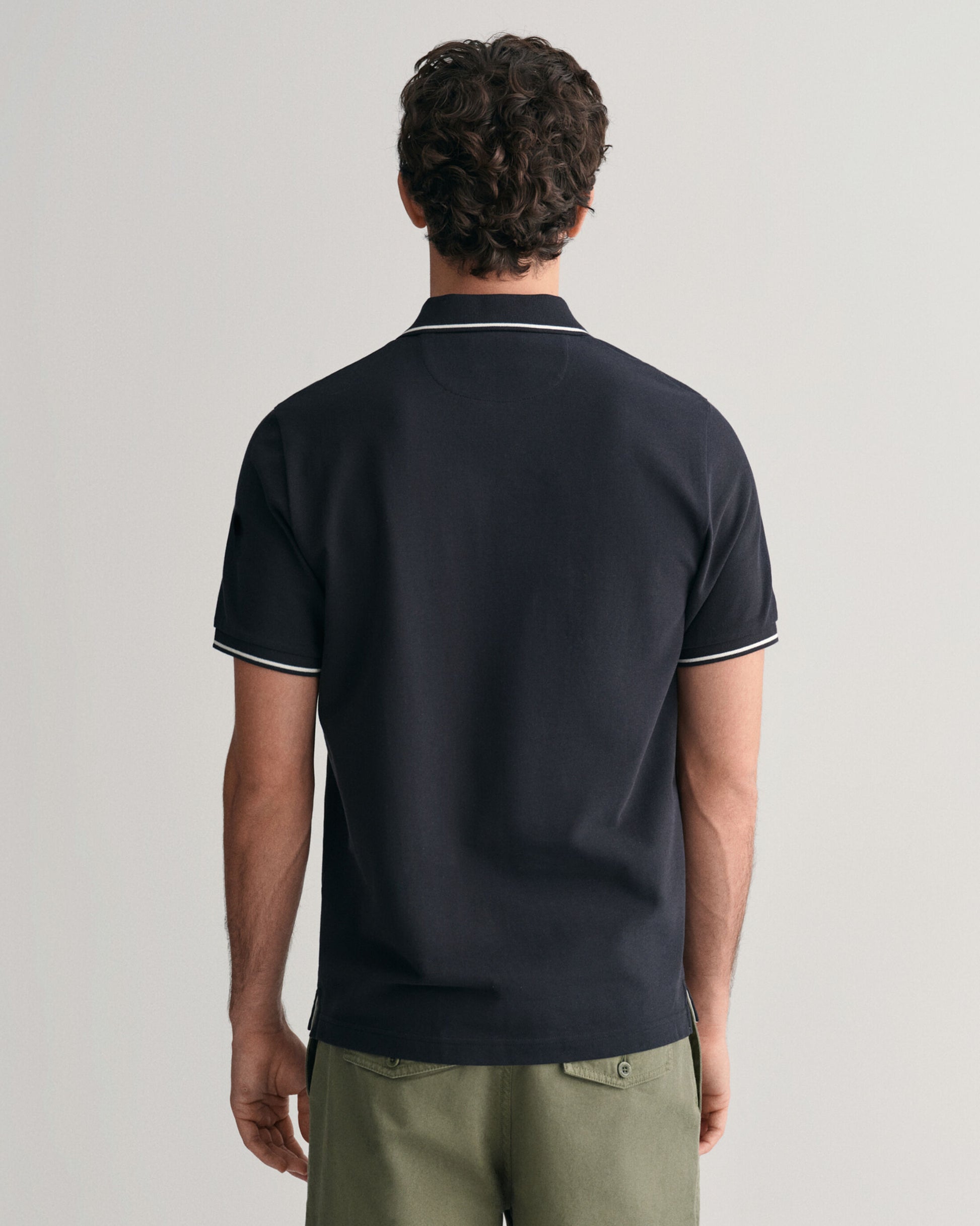 Gant Men Black Solid Polo Collar Short Sleeves T-Shirt