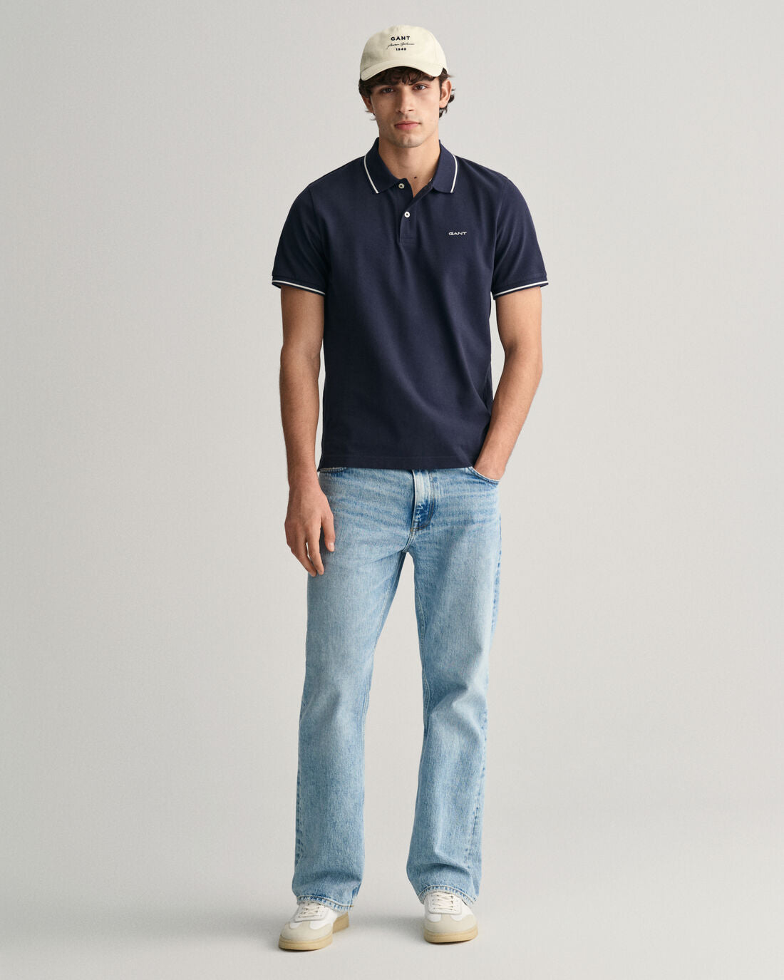 Gant Men Blue Solid Polo Collar Short Sleeves T-Shirt