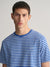 Gant Men Blue Striped Round Neck Short Sleeves T-Shirt