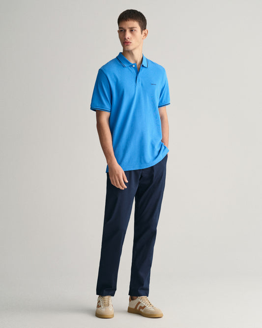 Gant Men Blue Solid Polo Collar Short Sleeves T-Shirt