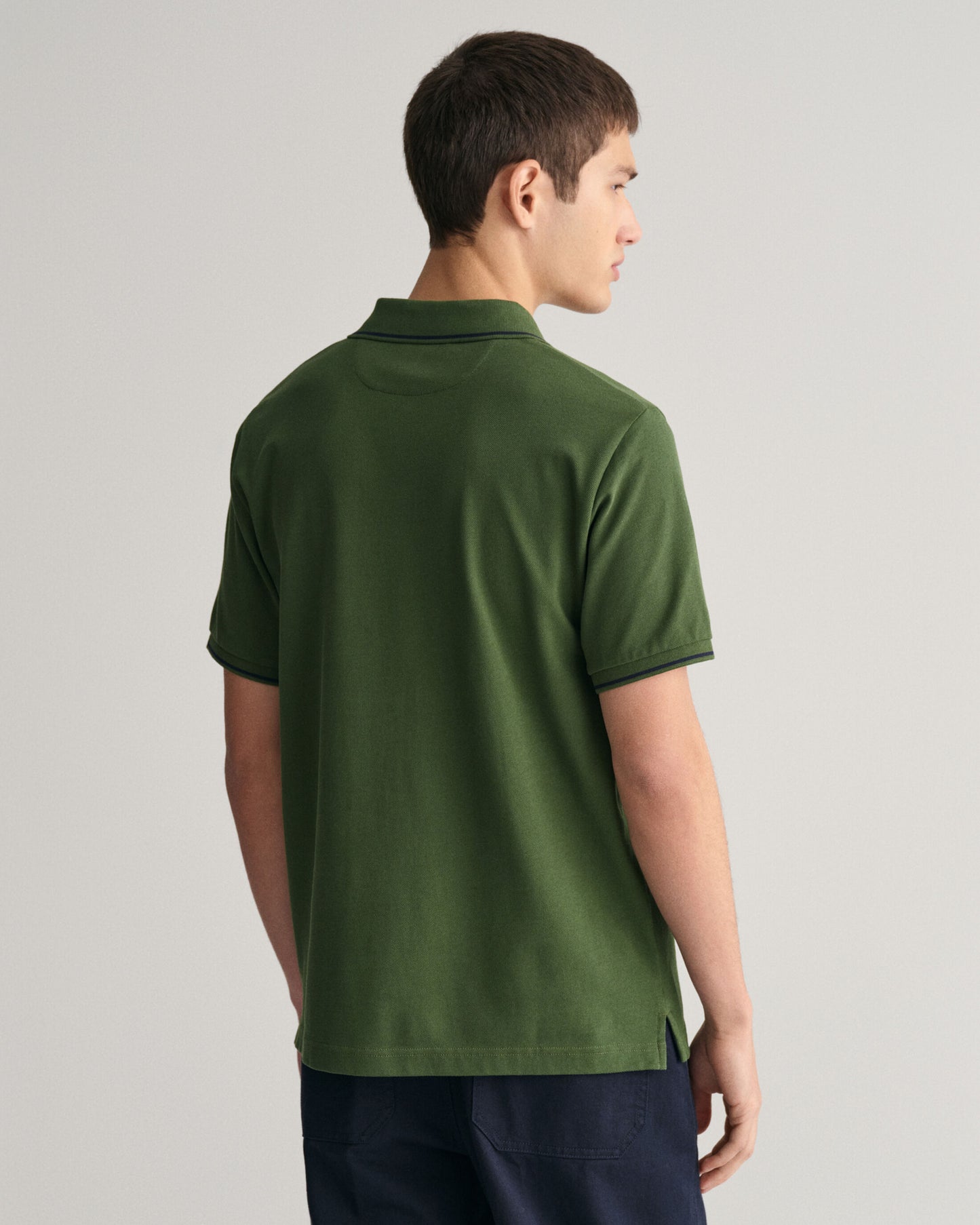 Gant Men Green Solid Polo Collar Short Sleeves T-Shirt