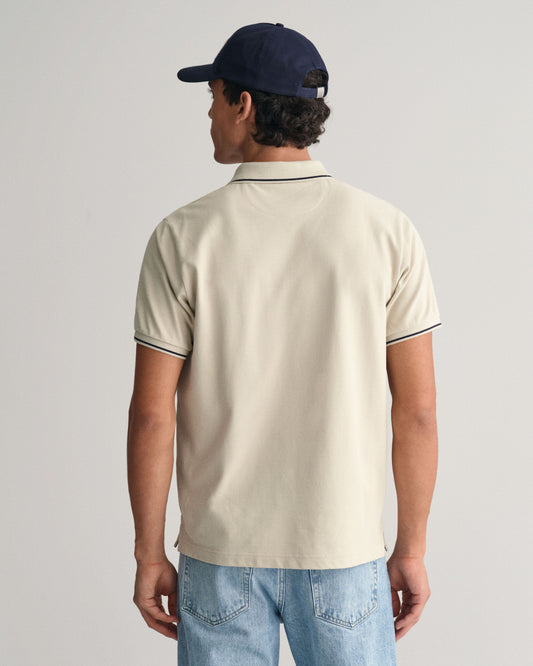 Gant Men Beige Solid Polo Collar Short Sleeves T-Shirt