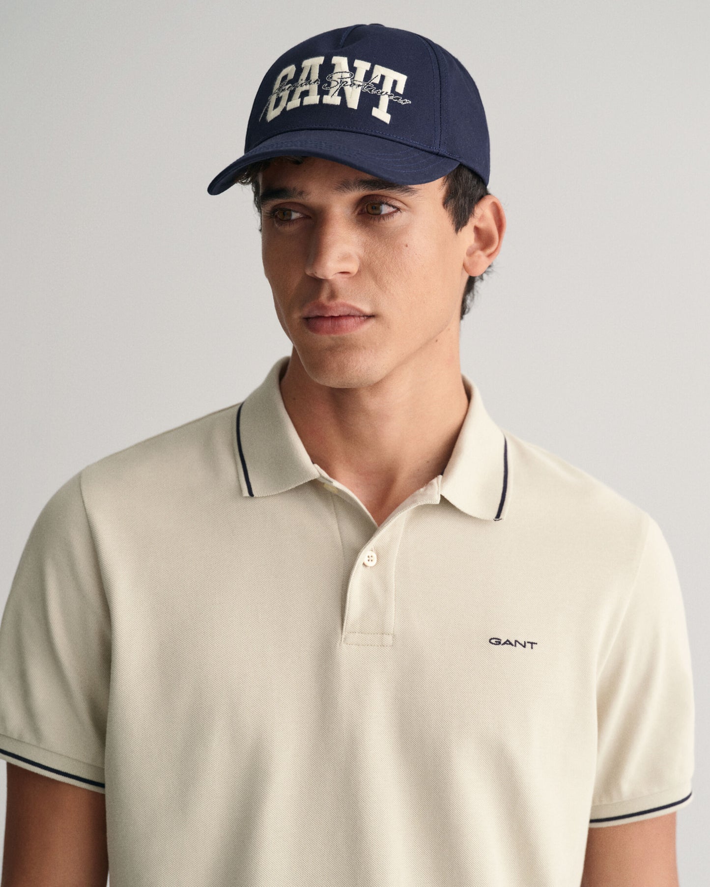 Gant Men Beige Solid Polo Collar Short Sleeves T-Shirt