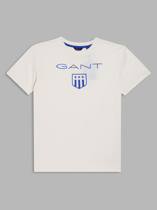 Gant Kids Cream Logo Oversized Fit T-Shirt