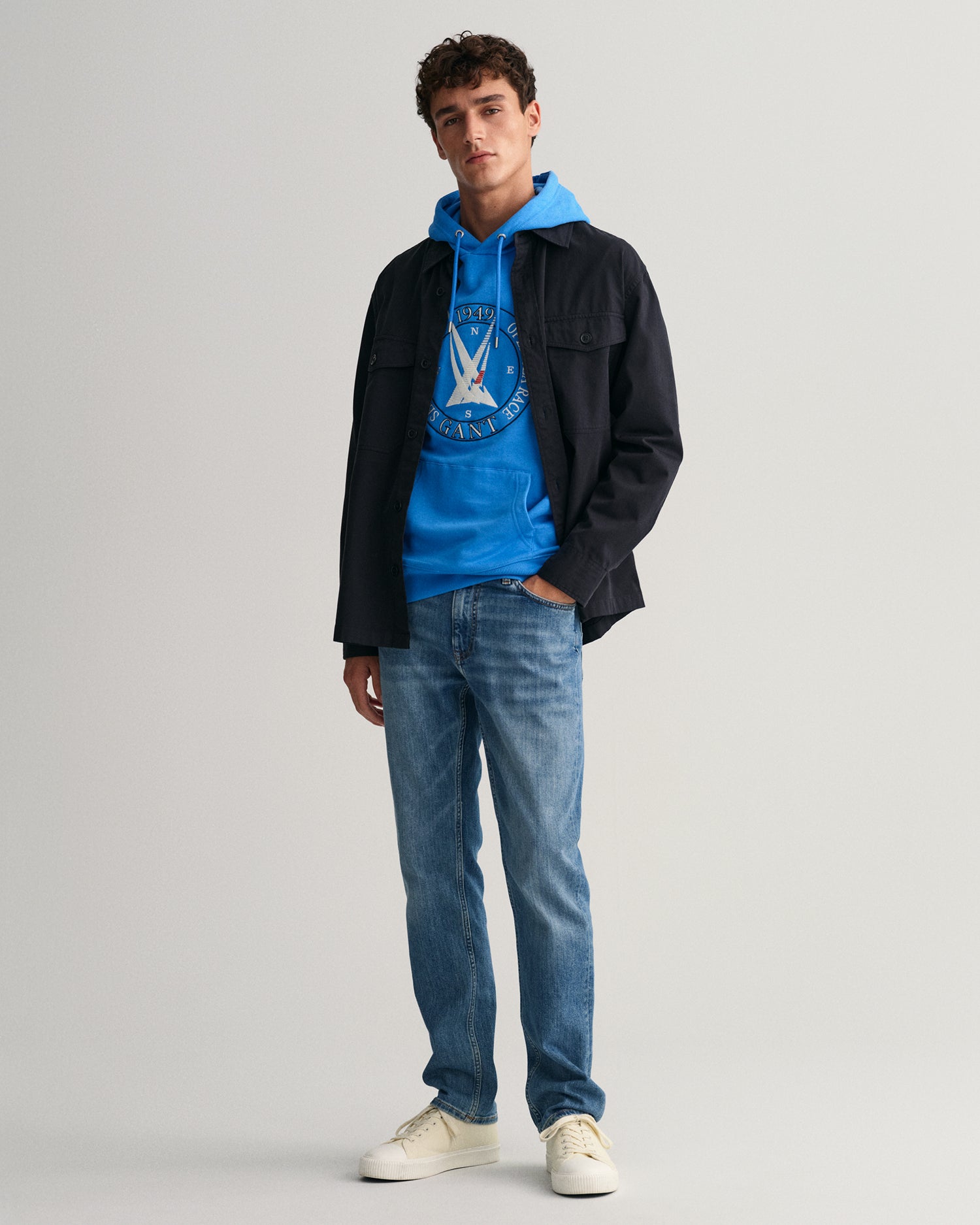 Gant Men Blue Hooded Solid Sweatshirt