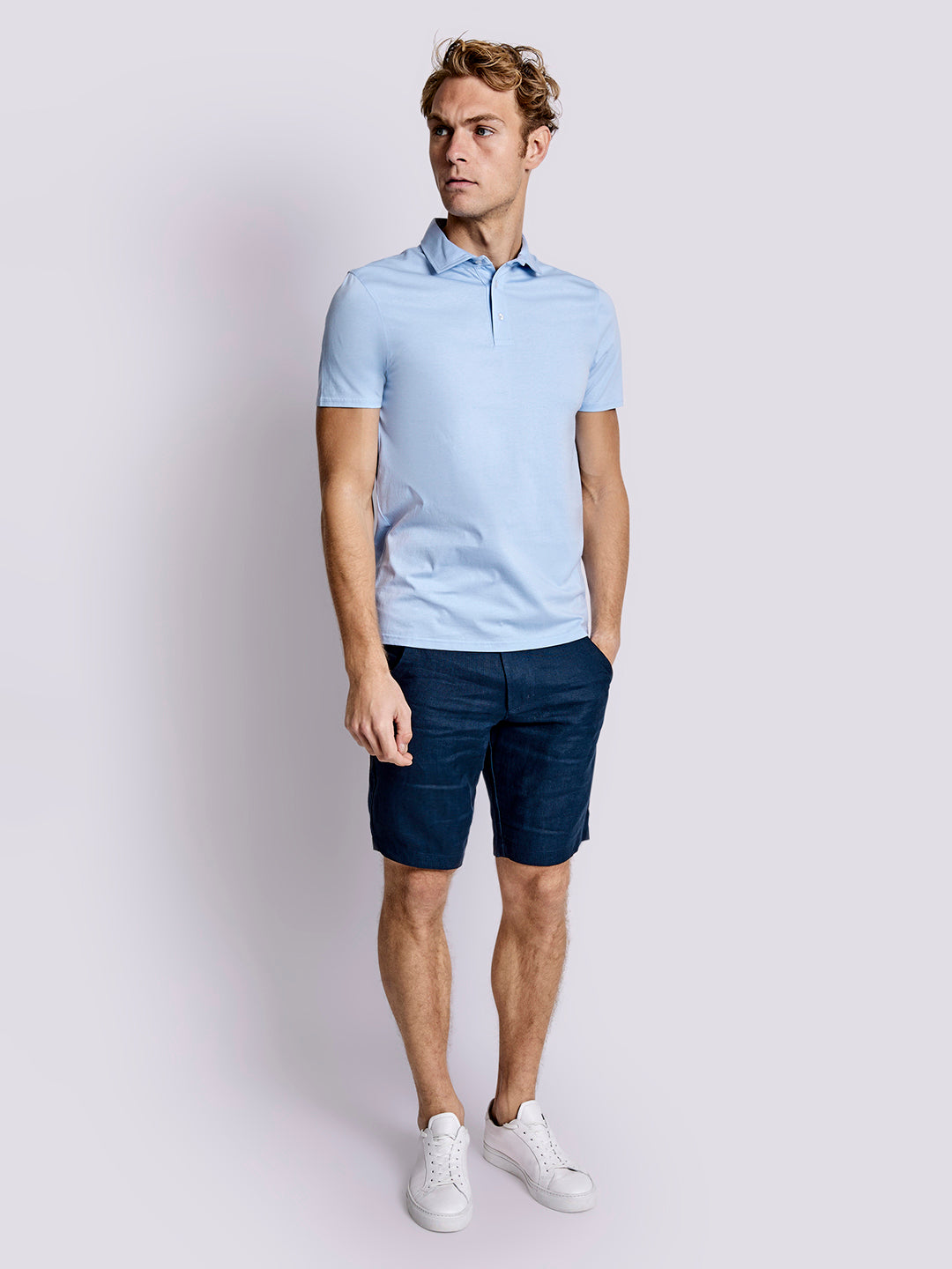 Bruun & Stengade Men Blue Solid Polo TShirt