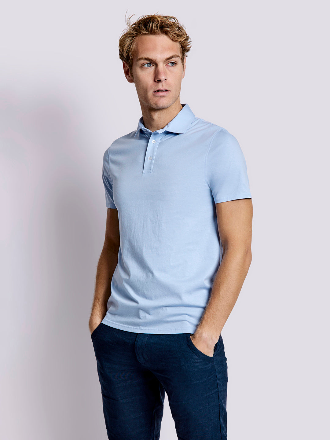 Bruun & Stengade Men Blue Solid Polo TShirt