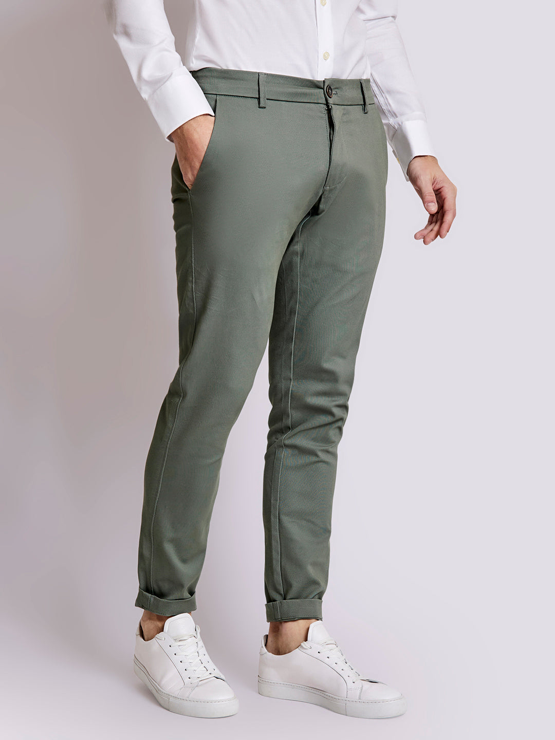 Bruun & Stengade Men Green Solid Slim Fit Trouser