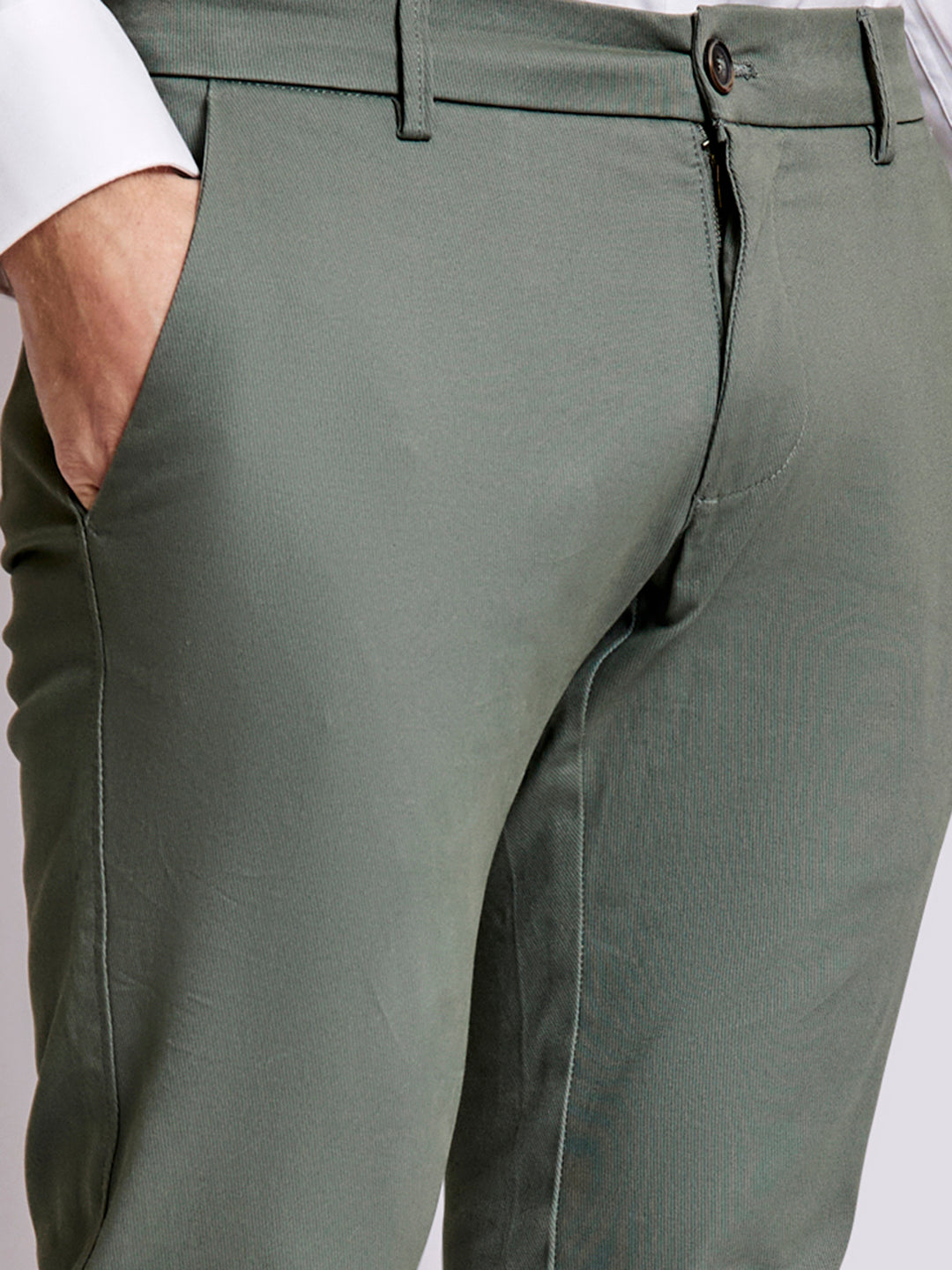 Bruun & Stengade Men Green Solid Slim Fit Trouser