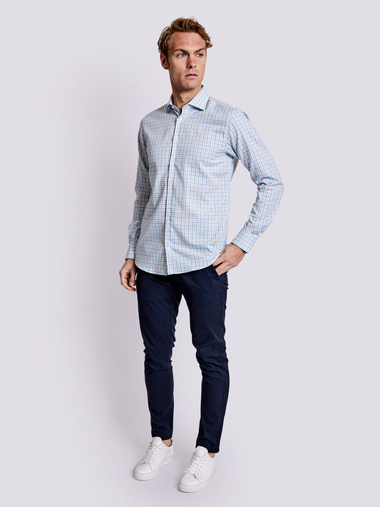 Bruun & Stengade Men White Checked Collar Shirt