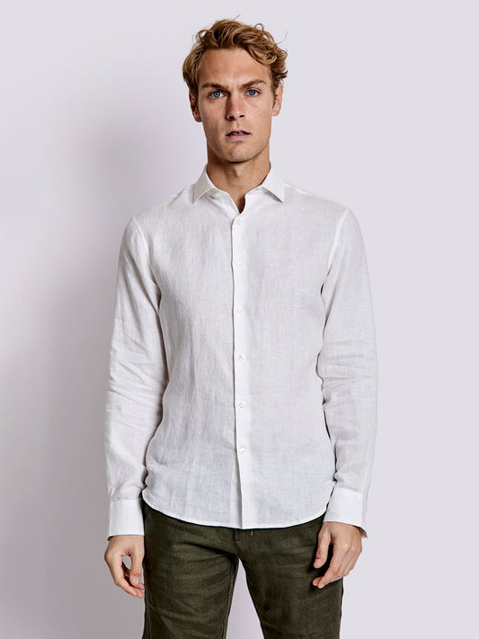 Bruun & Stengade Men White Solid Collar Shirt