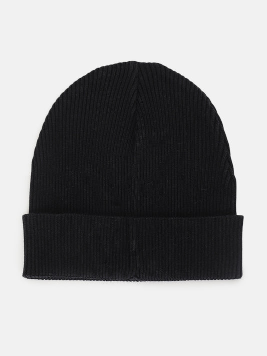 Blue Giraffe Boys Black Solid Beanie