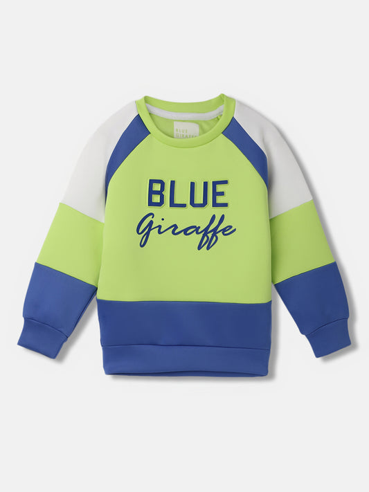 Blue Giraffe Boys Solid Full Sleeves Round Neck Sweatshirt