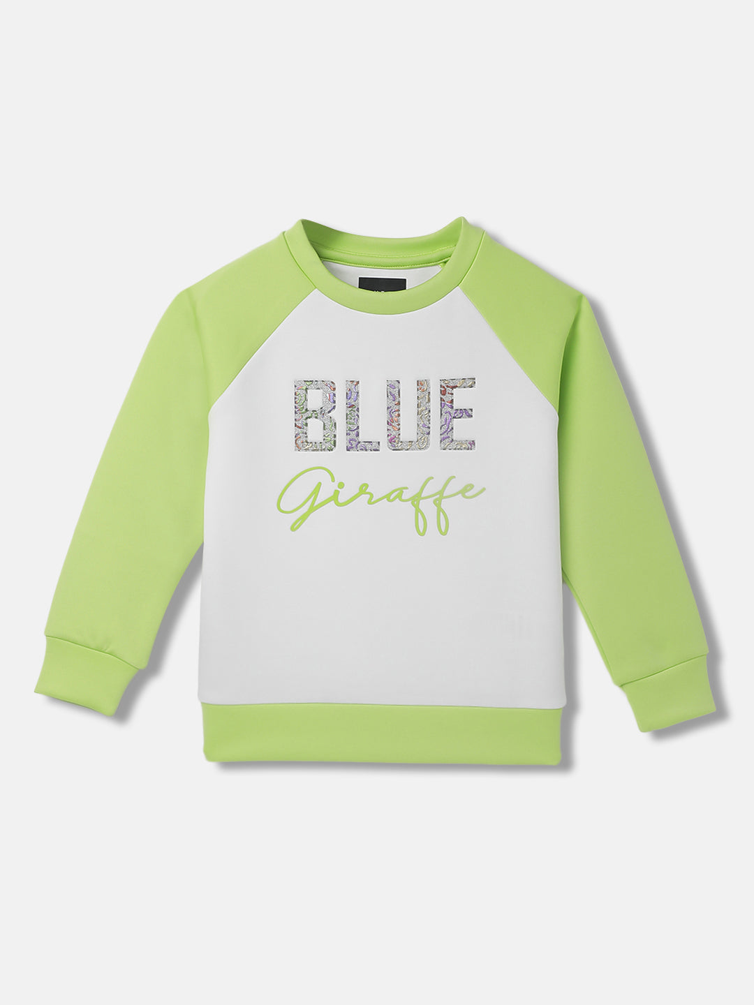 Blue Giraffe Girls Colour blocked Full Sleeves Round Neck Sweatshirt