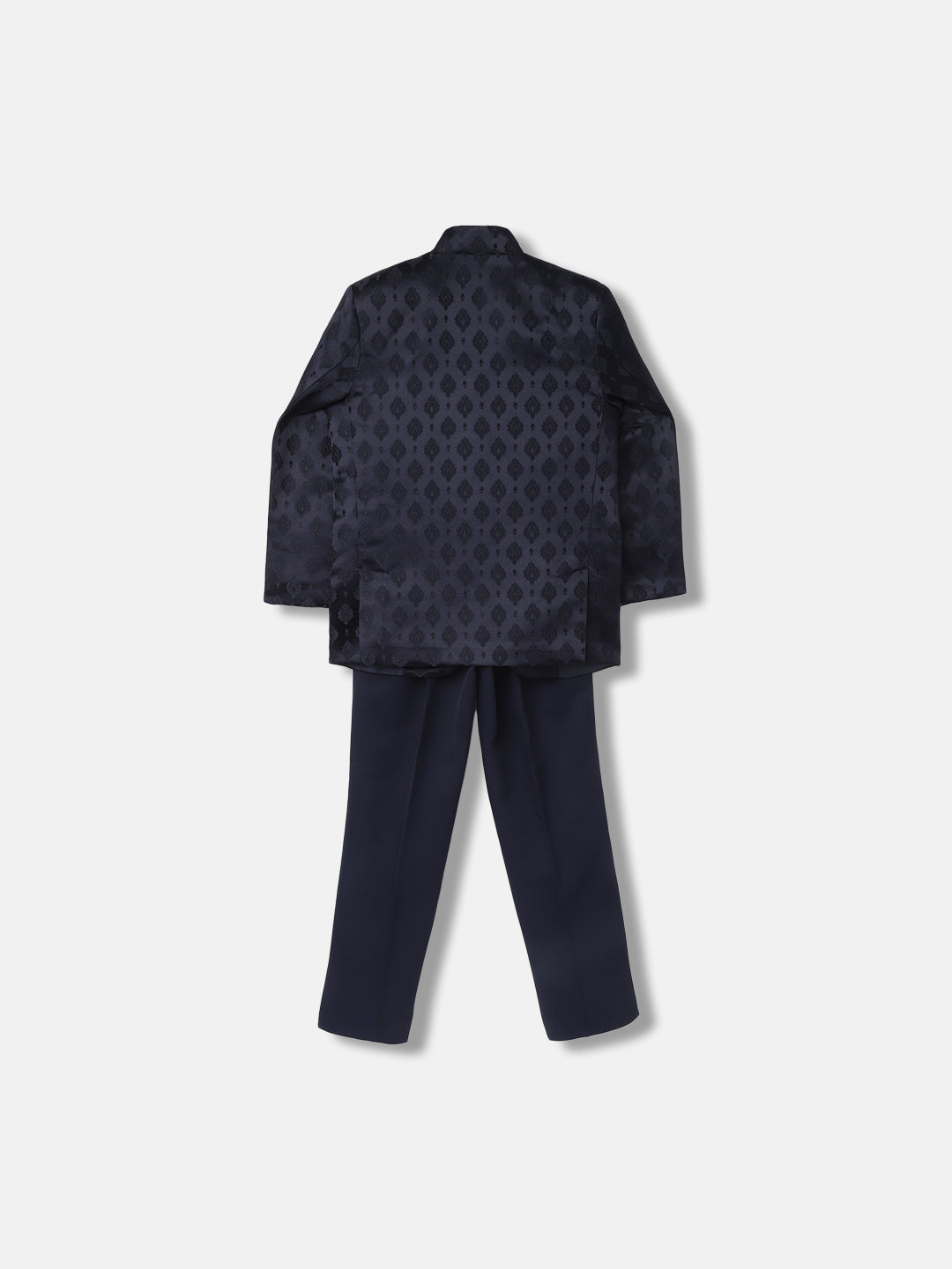 Blue Giraffe Boys Solid High Neck Full Sleeves Suit Set