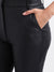 Centre Stage Women Black Solid Straight Fit Trouser