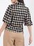 Centre Stage Women Checked Collar 3/4th Sleeves Top