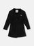 Elle Girls Black Solid Notched Lapel Long Sleeves Overcoat