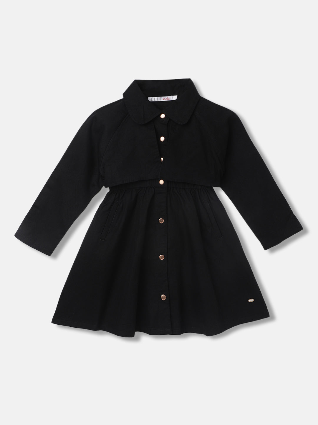 Elle Girls Solid Shirt Collar Dress