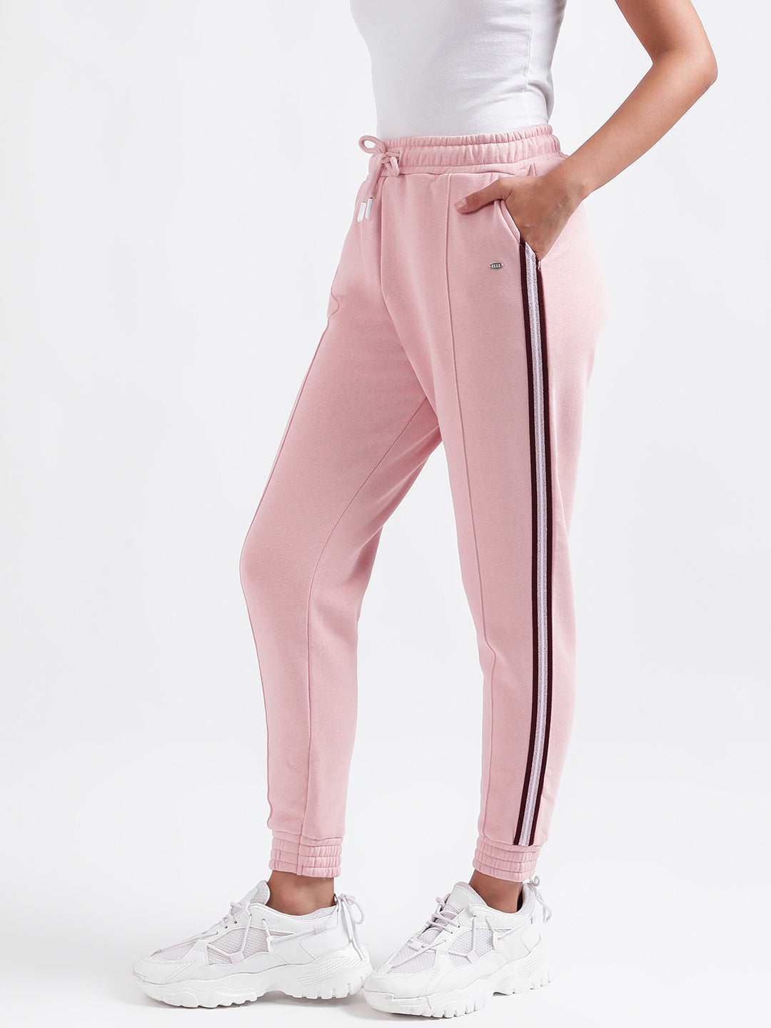 Elle Women Pink Solid Relaxed Fit Sweatpant