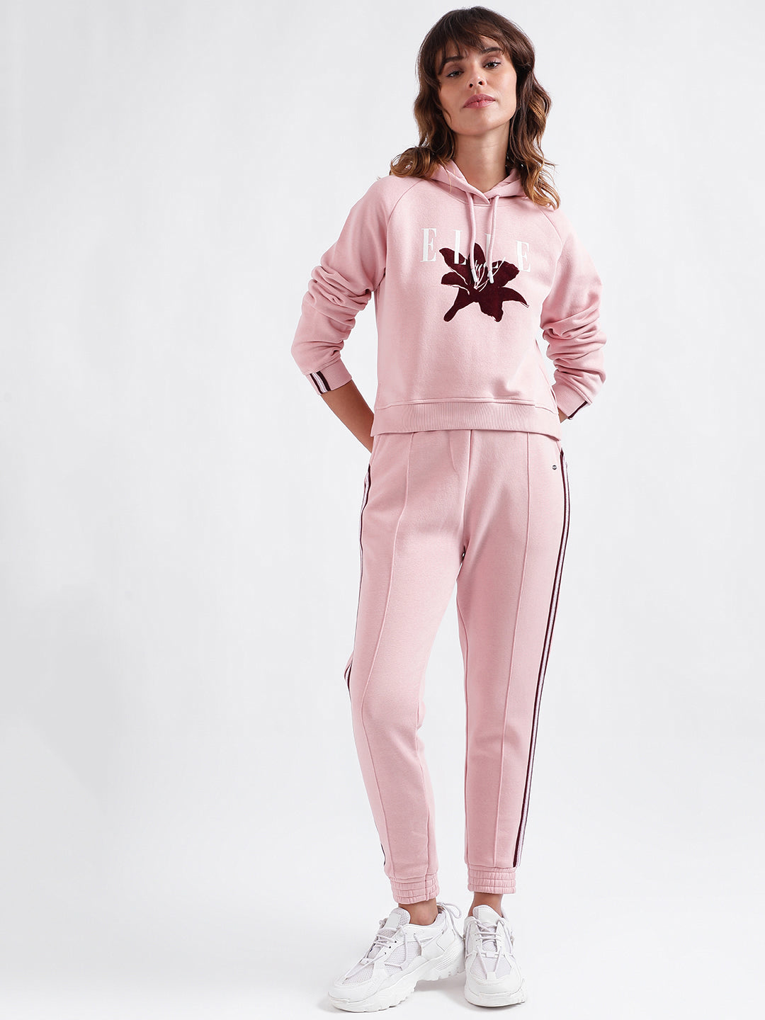 Elle Women Pink Solid Relaxed Fit Sweatpant