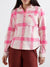 Elle Women Checked Full Sleeves Shirt Collar Top