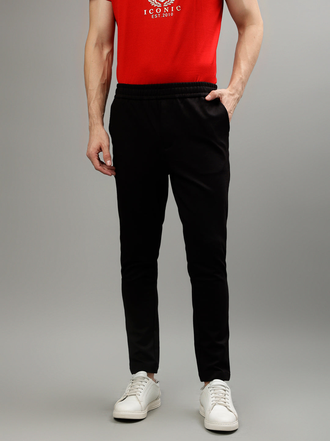 Iconic Men Solid Slim Fit Trouser