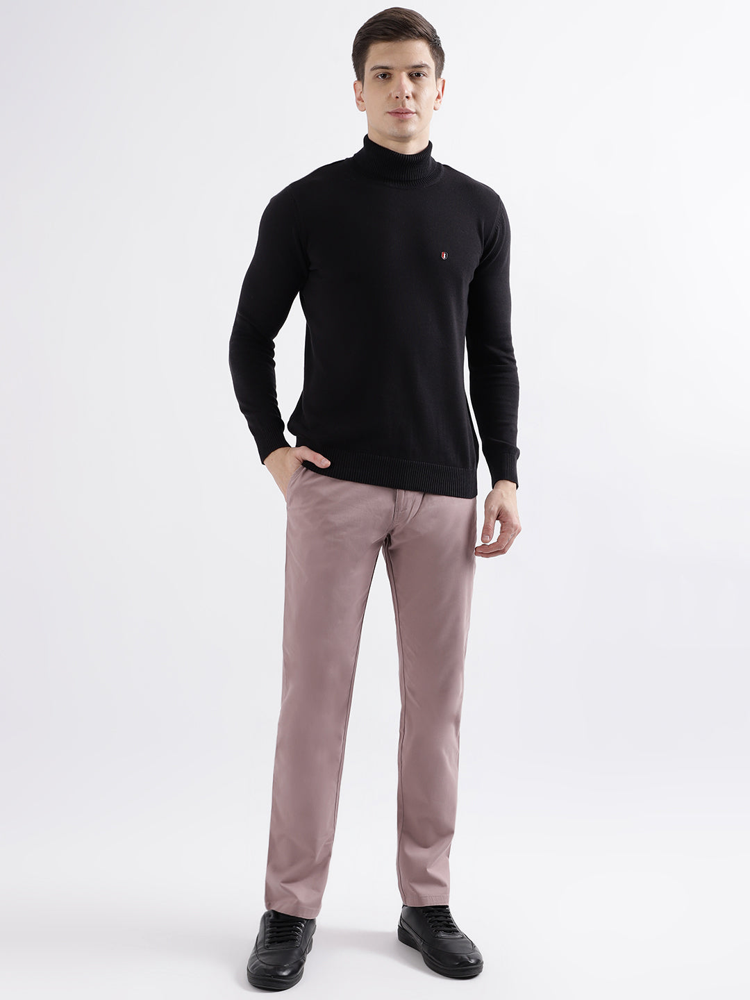 Iconic Men Pink Solid Slim Fit Trouser