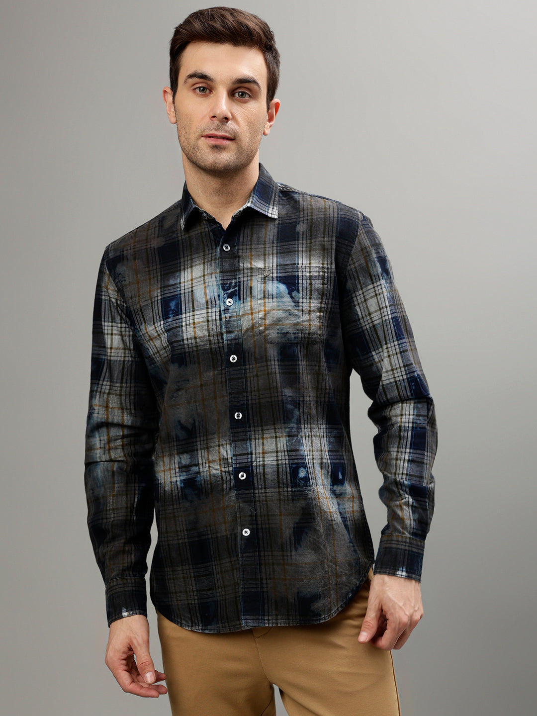 Iconic Multi Color Fashion Checked Regular Fit Shirt