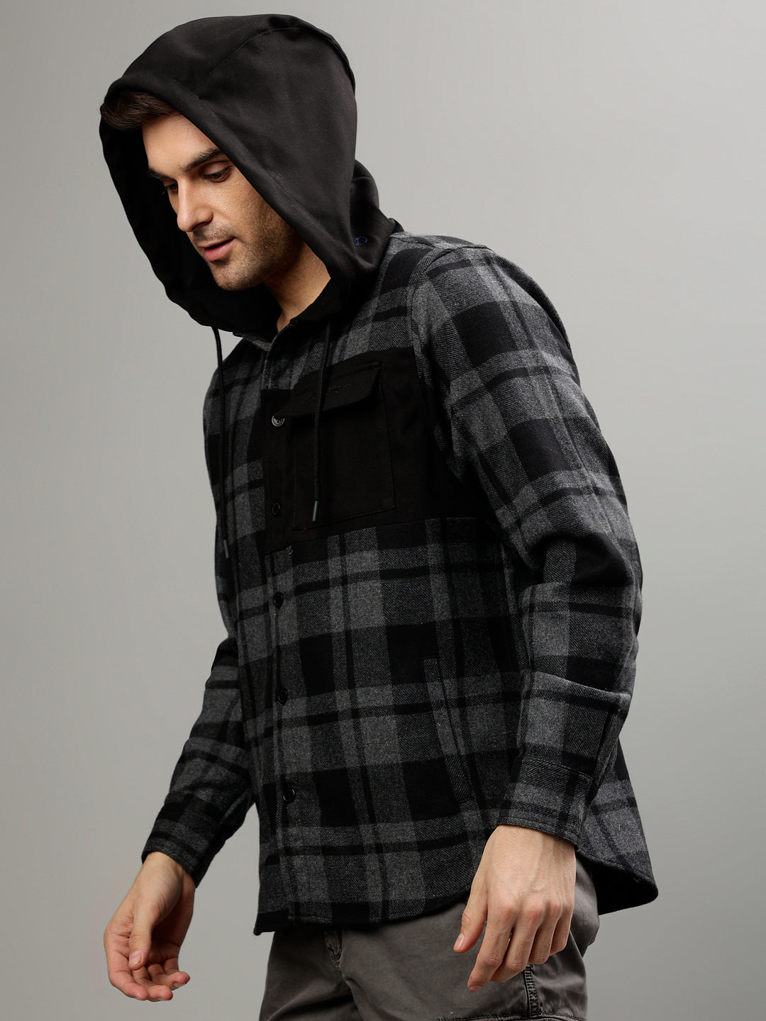 Iconic Black Fashion Checked Regular Fit Shirt