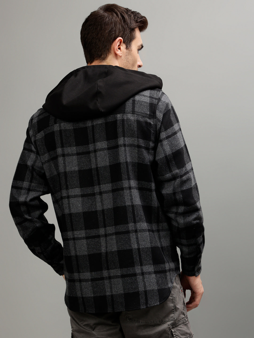 Iconic Black Fashion Checked Regular Fit Shirt