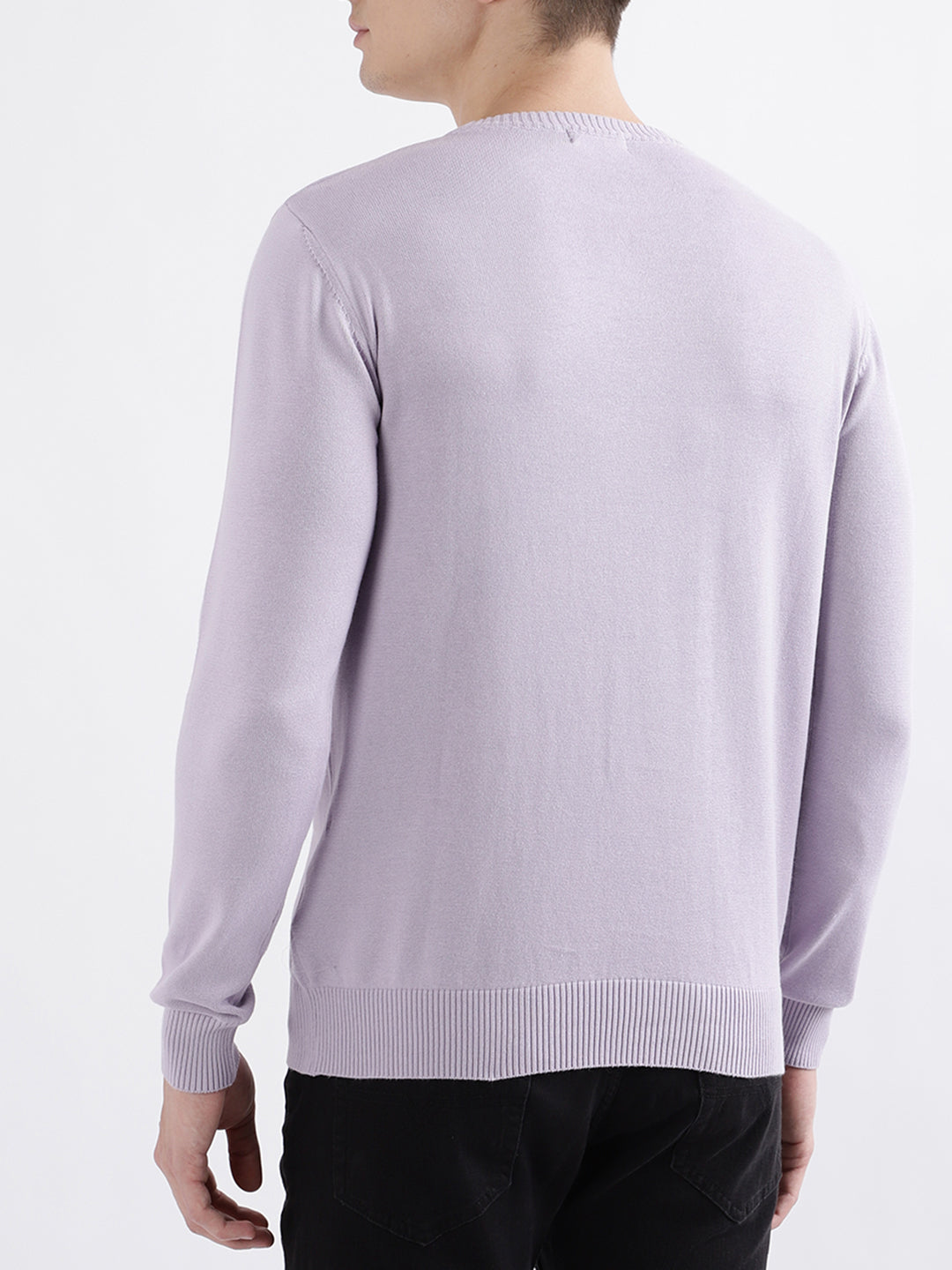 Iconic Men Purple Solid Full Sleeves Round Neck Sweater