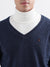 Iconic Men Blue Solid V Neck Sweater