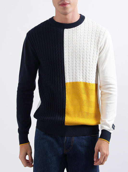 Iconic Men Multicolor Solid Round Neck Sweater