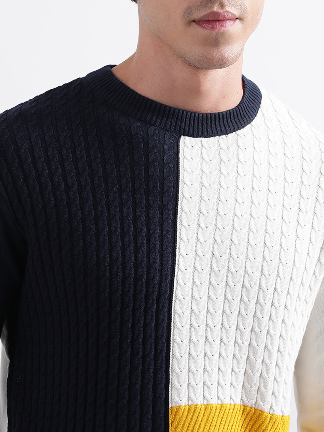 Iconic Men Multicolor Solid Round Neck Sweater