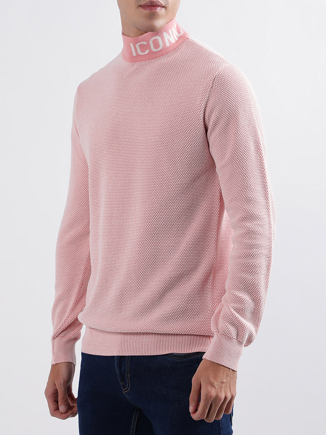 Iconic Men Multicolor Solid High Neck Sweater