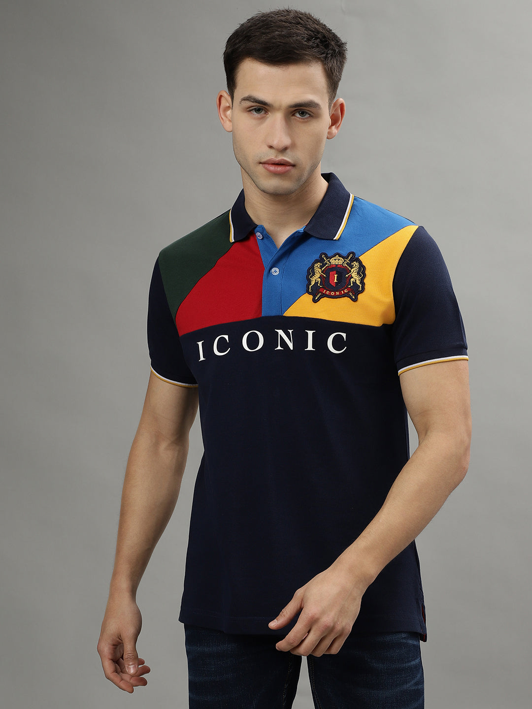 Iconic Multi Color Fashion Logo Regular Fit Polo T-Shirt