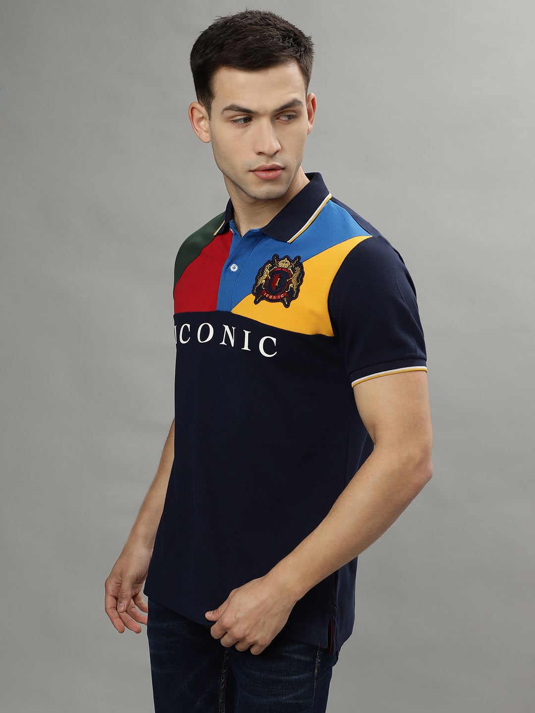 Iconic Multi Color Fashion Logo Regular Fit Polo T-Shirt