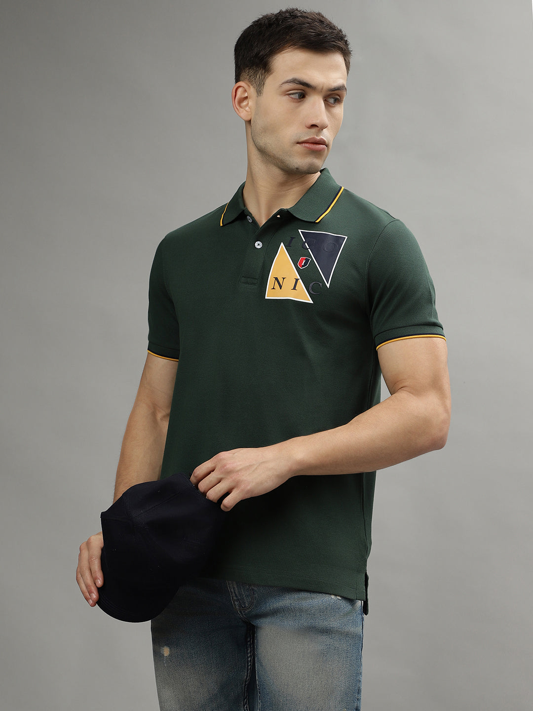 Iconic Bottle Green Fashion Logo Regular Fit Polo T-Shirt