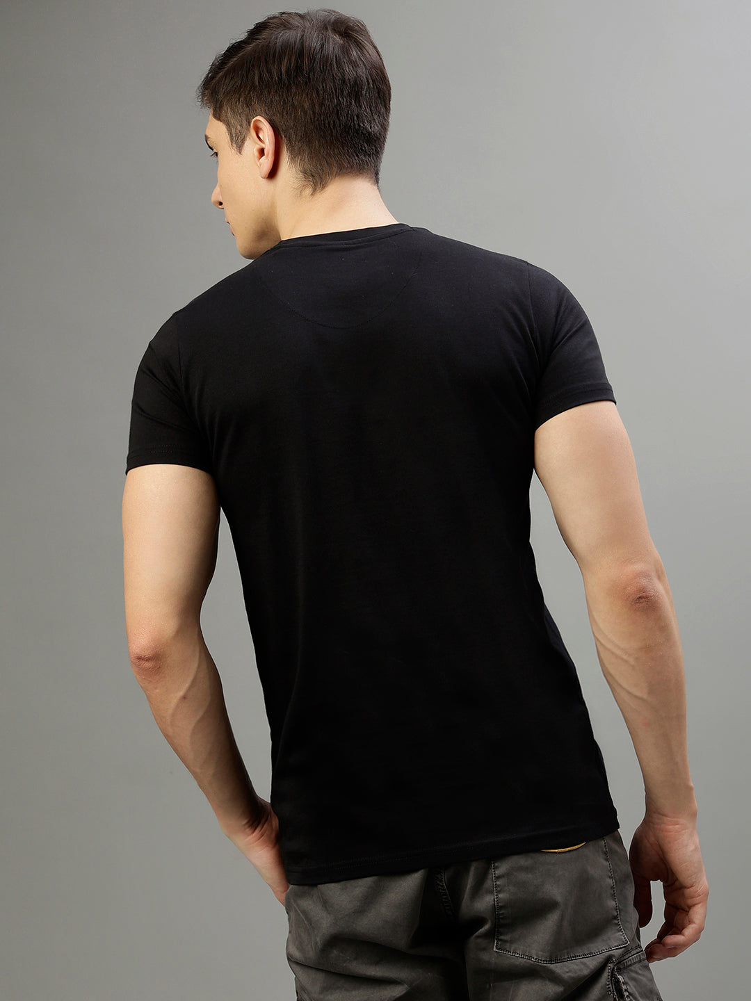 Iconic Black Fashion Printed Regular fit T-Shirts