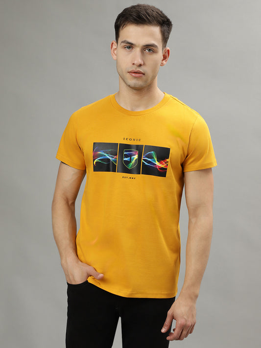 Iconic Mustard Fashion Printed Regular Fit T-Shirt