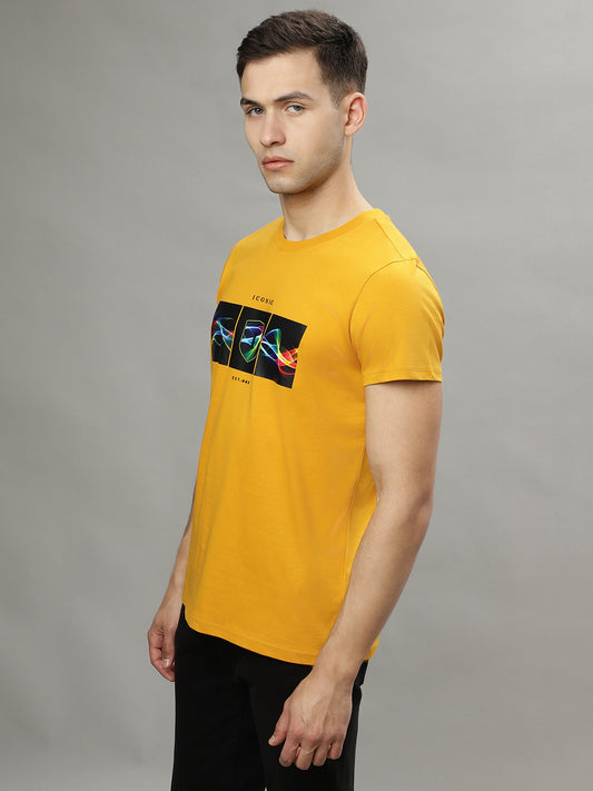 Iconic Mustard Fashion Printed Regular Fit T-Shirt