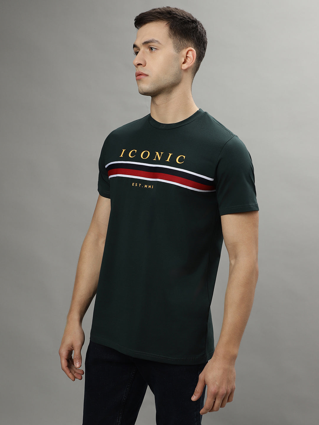 Iconic Bottle Green Fashion Logo Regular Fit T-Shirt