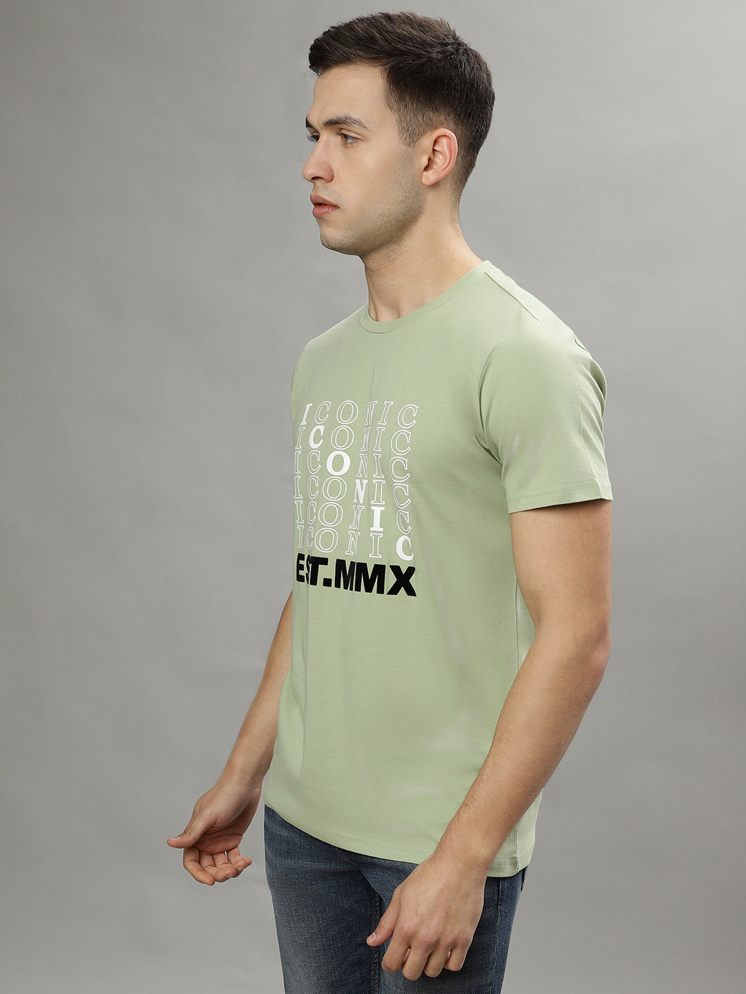 Iconic Mint Green Fashion Logo Regular Fit T-Shirt