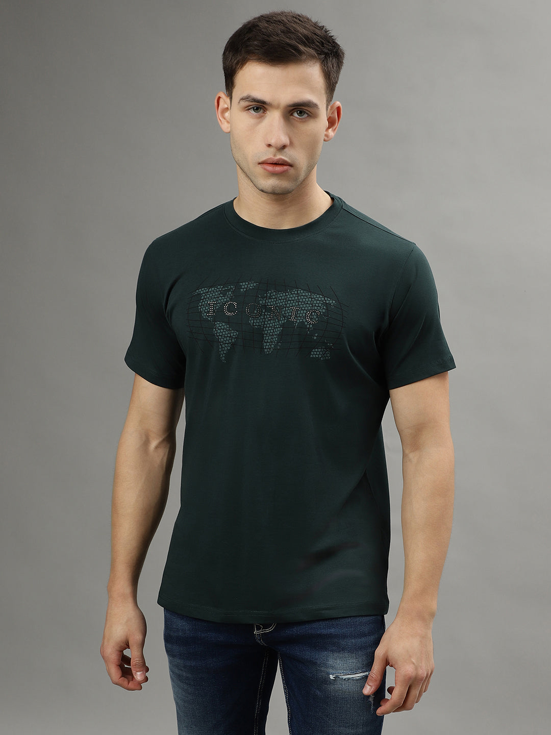 Iconic Green Fashion Logo Regular Fit T-Shirt