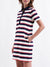 Iconic Women Striped Short Sleeves Collar Dress